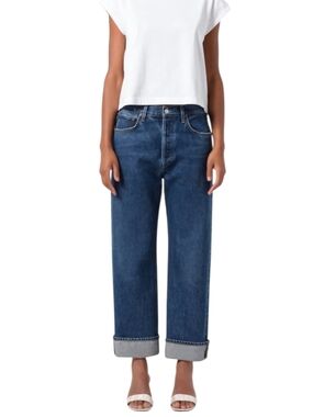 AGOLDE Fran Jeans Size 33 Low Slung Easy Straight Enamour Dark Wash Denim